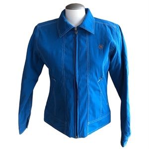 Ariat | Softshell Equestrian Western Zip Up Paisley Lined Blue Jacket 2-Way Zip